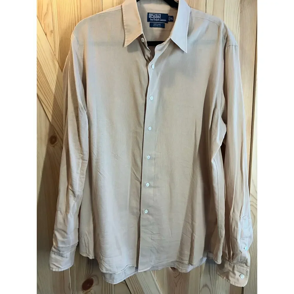 Polo by Ralph Lauren Marlowe Custom Fit Long Sleeve Shirt Tan - Size XL